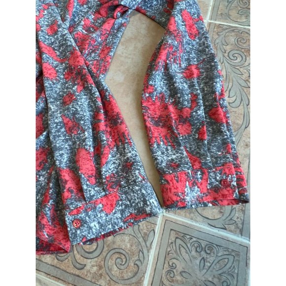Yoana Baraschi WORN ONCE Printed Faux Wrap Blouse Long Sleeve Gray Red Size XS - Picture 6 of 9